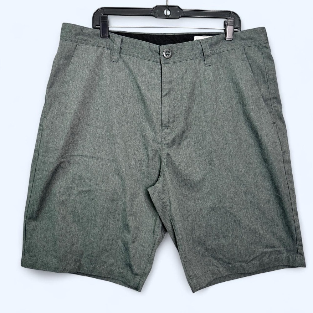 Volcom Hybrid Chino Shorts Gray Heather Size 38 Stretch Casual Golf Dad Normcore